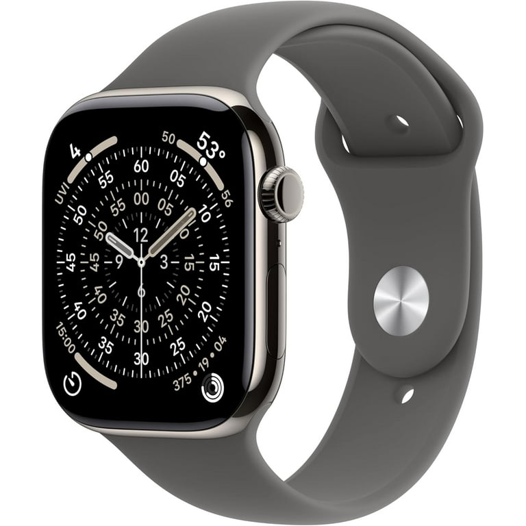 Apple Watch Series 11 GPS + Cellular 42mm Natural Titanium Case with Stone Gray Sport Band - S/M